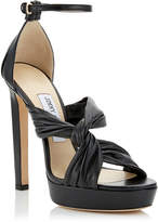 Thumbnail for your product : Jimmy Choo ABRIL 130 Black Nappa Platform Sandals with Intertwined Ruched Leather Straps