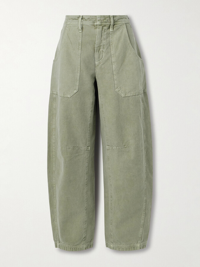 SLVRLAKE Rookie Mid-rise Barrel-leg Cargo Jeans Sage green