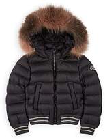 Thumbnail for your product : Moncler Kids' Arabel Fur-Trimmed Down Bomber Coat - Gray