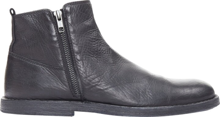 Ann Demeulemeester black leather double zip flat ankle boots EU40.5
