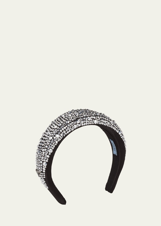 Prada Crystal Embellished Satin Headband - ShopStyle Hair Accessories