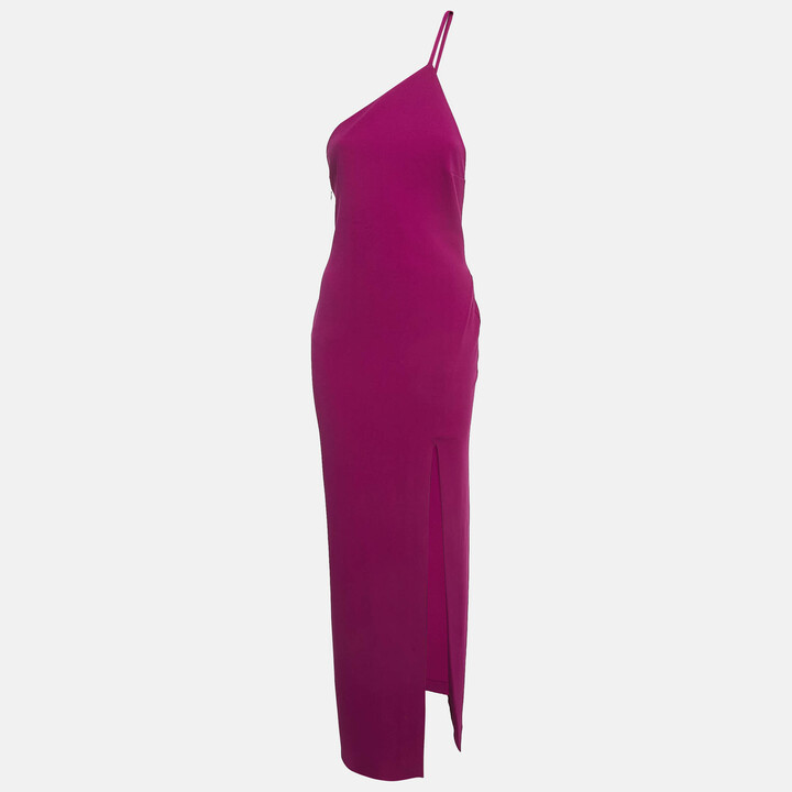 SOLACE London Purple Crepe One-Shoulder Maxi Dress M