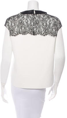 Robert Rodriguez Lace Paneled Leather Trimmed Top