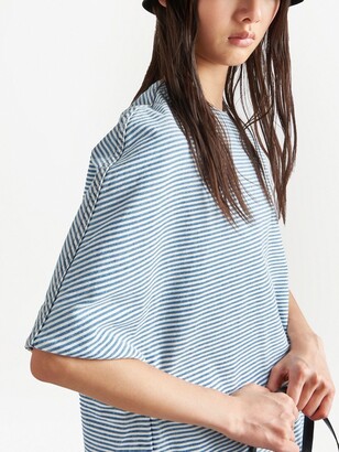 Prada Striped Short-Sleeve Denim Dress - ShopStyle