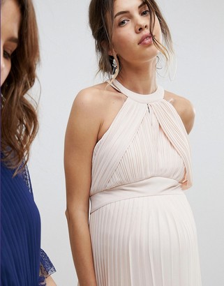 TFNC Maternity bridesmaid exclusive wedding pleated maxi dress in pearl pink