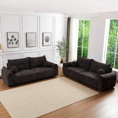 Latitude Run Mid-Century Modern Lamb's Wool For Casual Spaces - Gray Construction Living Room