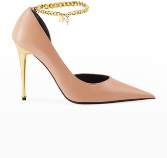 Tom Ford Open-Side High-Heel Pumps with Chain Strap