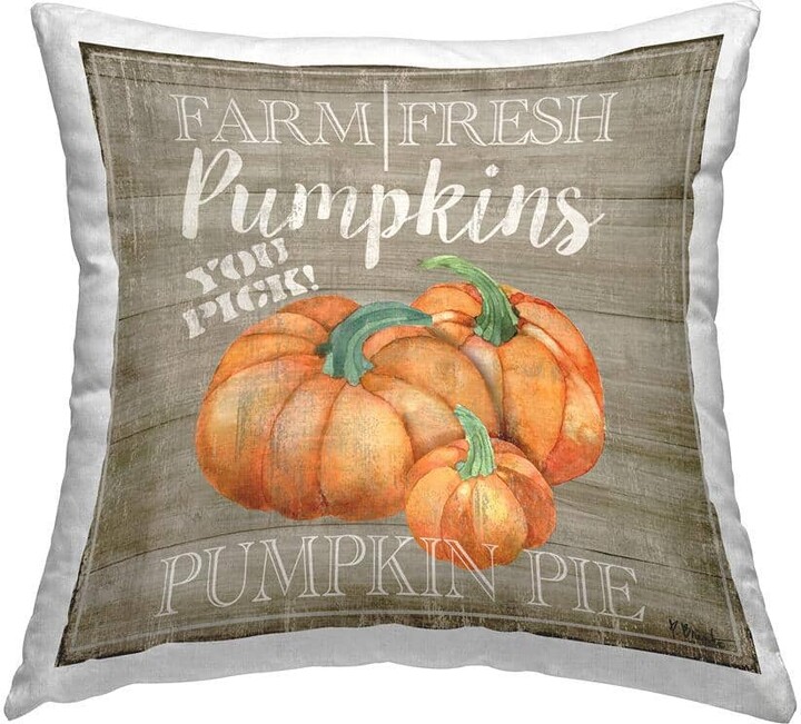 Rustic Patterned Pumpkins Brown Abstract Polyester 18in. X 18in. Throw Pillow