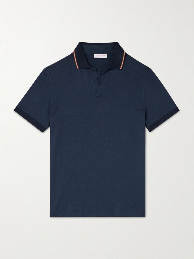 Orlebar Brown Felix Striped Cotton and Lyocell-Blend Polo Shirt