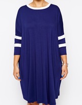 Thumbnail for your product : ASOS CURVE Exclusive T-Shirt Dress With Stripe Detail