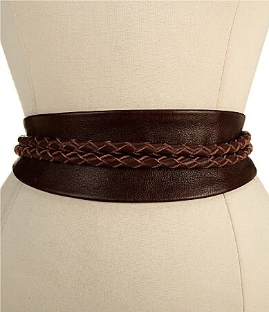 ADA Lucky Leather Braided Tassel Wide Wrap Belt