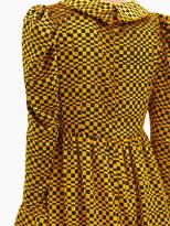 Thumbnail for your product : Batsheva Puff-shoulder Checked Velvet-devore Dress - Gold Multi