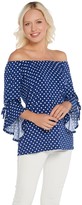 Thumbnail for your product : Women With Control Attitudes by Renee Como Jersey Dot Flounce Flutter Sleeve Top