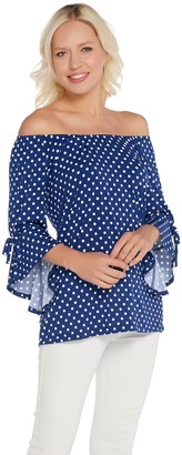 Women With Control Attitudes by Renee Como Jersey Dot Flounce Flutter Sleeve Top