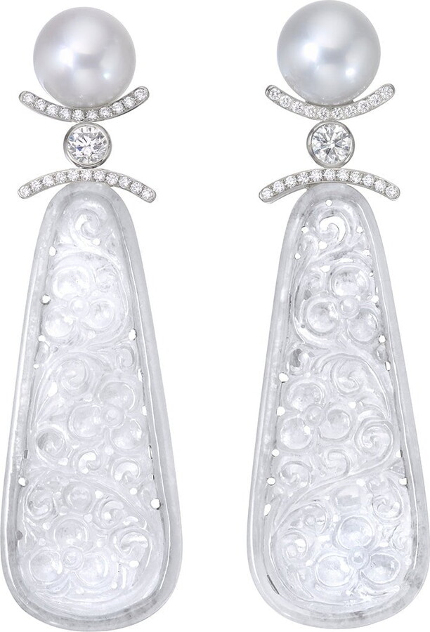 Assael Jadeite Diamond Pearl Earrings