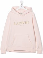Thumbnail for your product : Lanvin Logo-Embroidered Cotton Hoodie