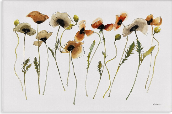 Stupell Industries Autumn Poppy Sprigs Botanical & Floral Painting Gallery Wrapped Canvas Art Print Wall Art, 45 x 30