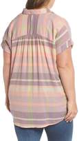 Thumbnail for your product : Caslon Sheer Stripe Shirt (Plus Size)