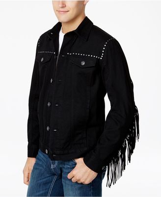 INC International Concepts Anna Sui x Men's Denim Jacket with Fringe Trim, Created for Macy's