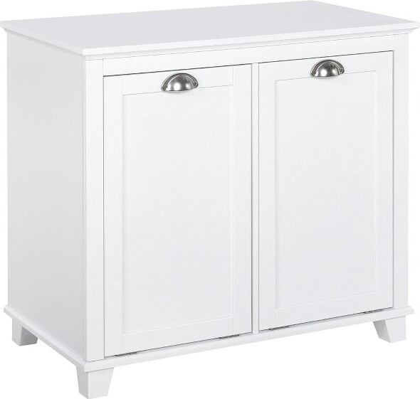 AGHANA DIGITALS AghanaDigitalsBathroomCabinetwithTilt-Out2-CompartmentLaundryHamperWater-ResistantMDFWhite30.00×15.80×27.50in