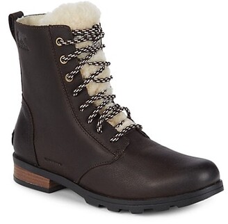 Sorel Emelie Leather Shearling Ankle Boots