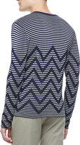 Thumbnail for your product : Armani Collezioni Chevron-Striped Sweater, Blue