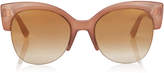 PRIYA Nude Acetate Oval Frame Sunglasses with Glitter Detailing