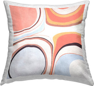 Groovy Pink Orange Abstract Fluid Shapes Outdoor Printed Pillow by Annie Warren