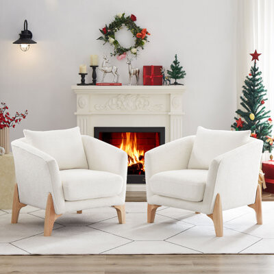 George Oliver Set Of 2, 30.7 Inch Wide Upholstered Nordic Style Accent Chair