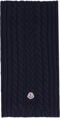 Moncler Cable Knit Logo Patch Scarf