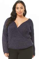 Thumbnail for your product : Forever 21 Plus Size Marled Ribbed Surplice Sweater