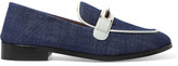 Thumbnail for your product : NewbarK - Melanie Leather-trimmed Denim Loafers - Dark denim