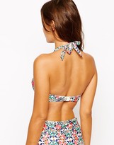 Thumbnail for your product : ASOS Secret Garden Floral Fuller Bust 50s Halter Padded Bikini Top D-F