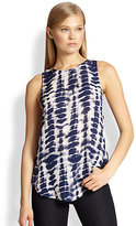 Thumbnail for your product : Haute Hippie Tie-Dye Silk Draped Cutout-Back Top