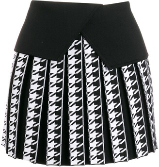 Balmain Houndstooth Pleated Mini Skirt