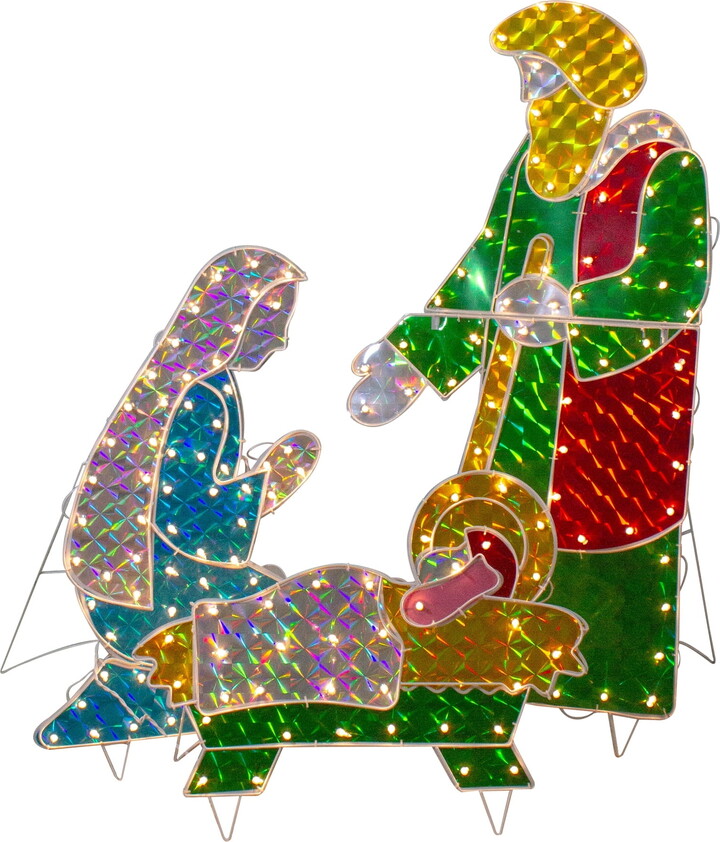 3-Piece Lighted Holographic Christmas Nativity Set Outdoor Decoration - 40"