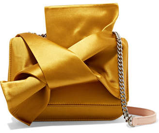 No.21 Knot Satin And Leather Shoulder Bag - Yellow