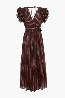 Ulla Johnson Ruffled Striped Cotton And Lurex-blend Gauze Maxi Dress
