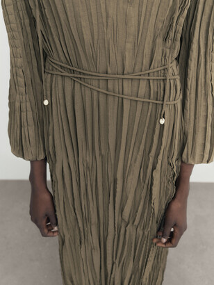 Massimo Dutti Pleated Midi Dress With Drawstrings - ShopStyle
