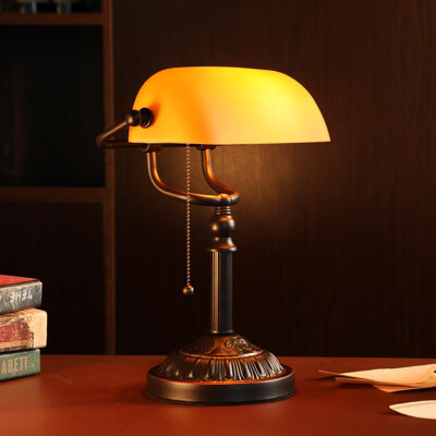Traditional Banker's Desk Lamp with Pull Chain for Home Office Library