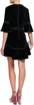 Alice + Olivia Lace-trimmed Velvet Mini Dress