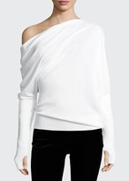 Draped-Front Long-Sleeve Top 
