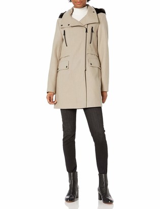 Andrew Marc Women's Carissa Wool 3/4 Length Coat with Removable Faux Fur Hood