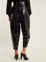 Thumbnail for your product : Wanda Nylon - High Rise Tapered Leg Coated Trousers - Womens - Navy