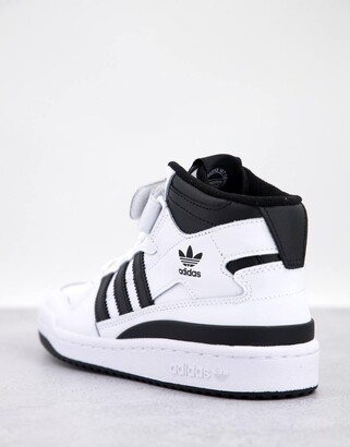 adidas originals forum mid trainers in white and black