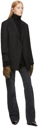 Raf Simons Black and Brown Leather Leopard Gloves
