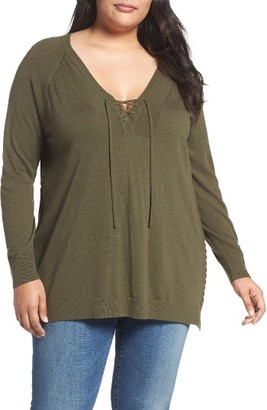 Lucky Brand Plus Size Women's Lace-Up Sweater