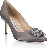Thumbnail for your product : Manolo Blahnik Hangisi 70MM Crystal-Embellished Satin Pumps