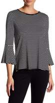 Thumbnail for your product : Cable & Gauge Stripe Hi-Lo Flutter Sleeve Shirt