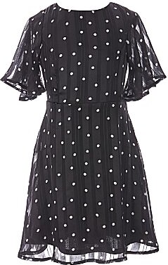 Ava & Yelly Ava Yelly Big Girls Flutter-Sleeve Polka-Dot A-Line Dress